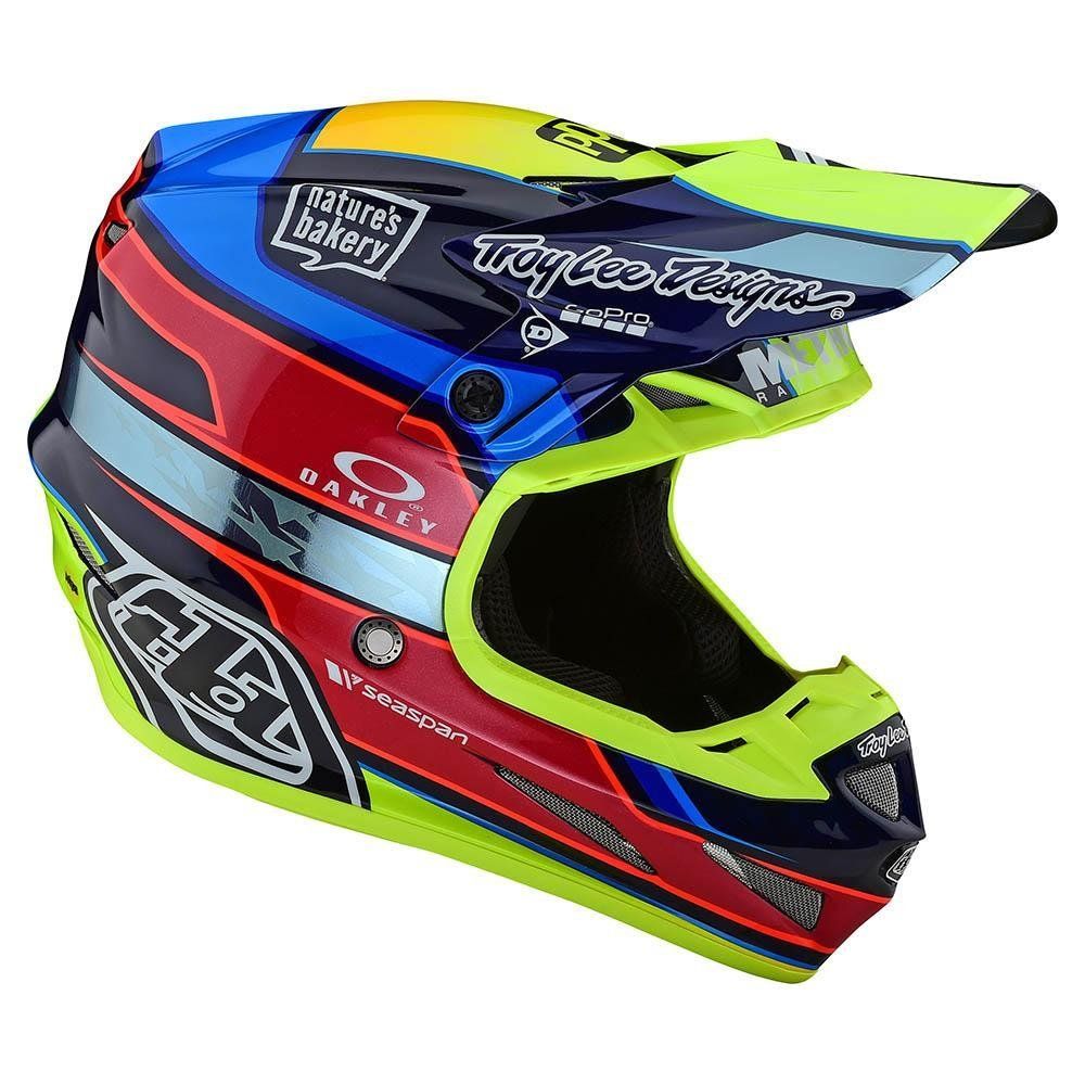 TROY LEE DESIGNS SE4 Carbon Speed Team Motocross Helm blau gelb TROY LEE DESIGNS SE4 Carbon Speed Team Motocross Helm blau gelb