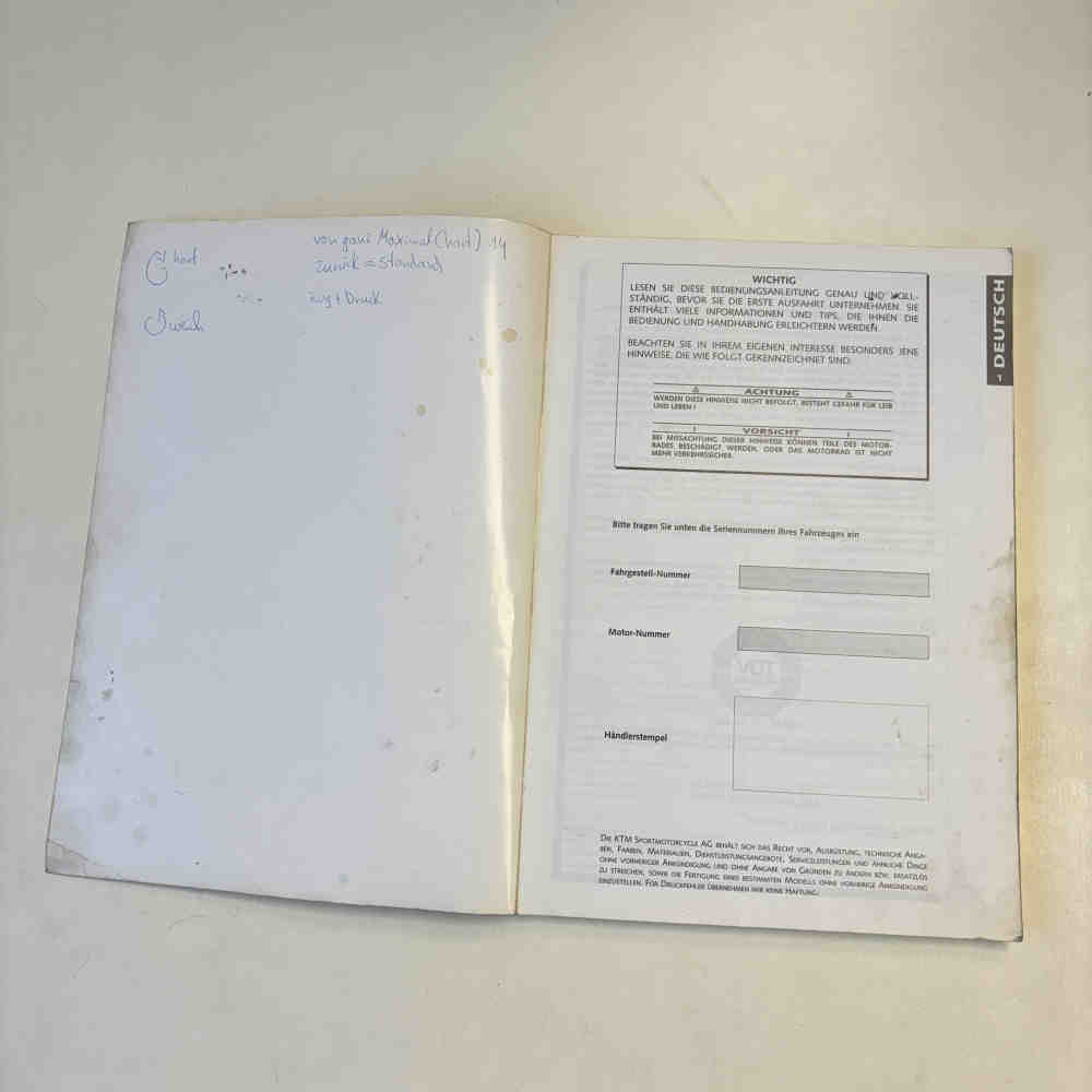 KTM 400/520 SX/MXC/EXC Racing 2002 321017 Motorrad-Handbuch gebraucht