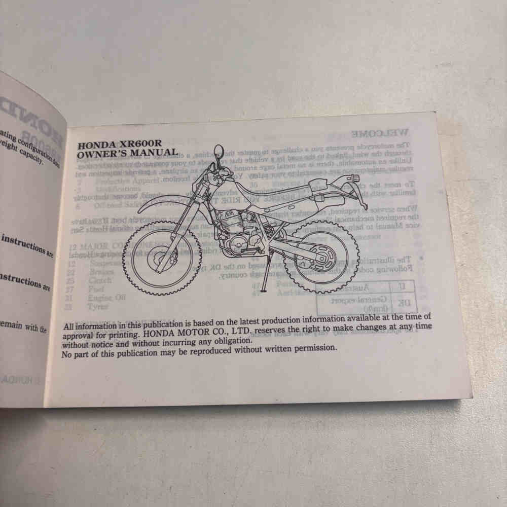 HONDA XR 600 R 1998 38MAG820 00X38-MAG-8200 Motorrad-Handbuch gebraucht