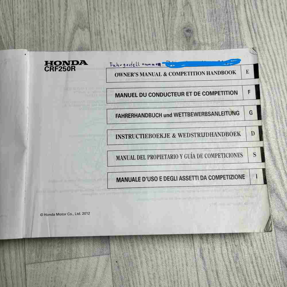 HONDA CRF 250 R 2013 3RKRN660 00X3R-KRN-6600 Motorrad-Handbuch gebraucht
