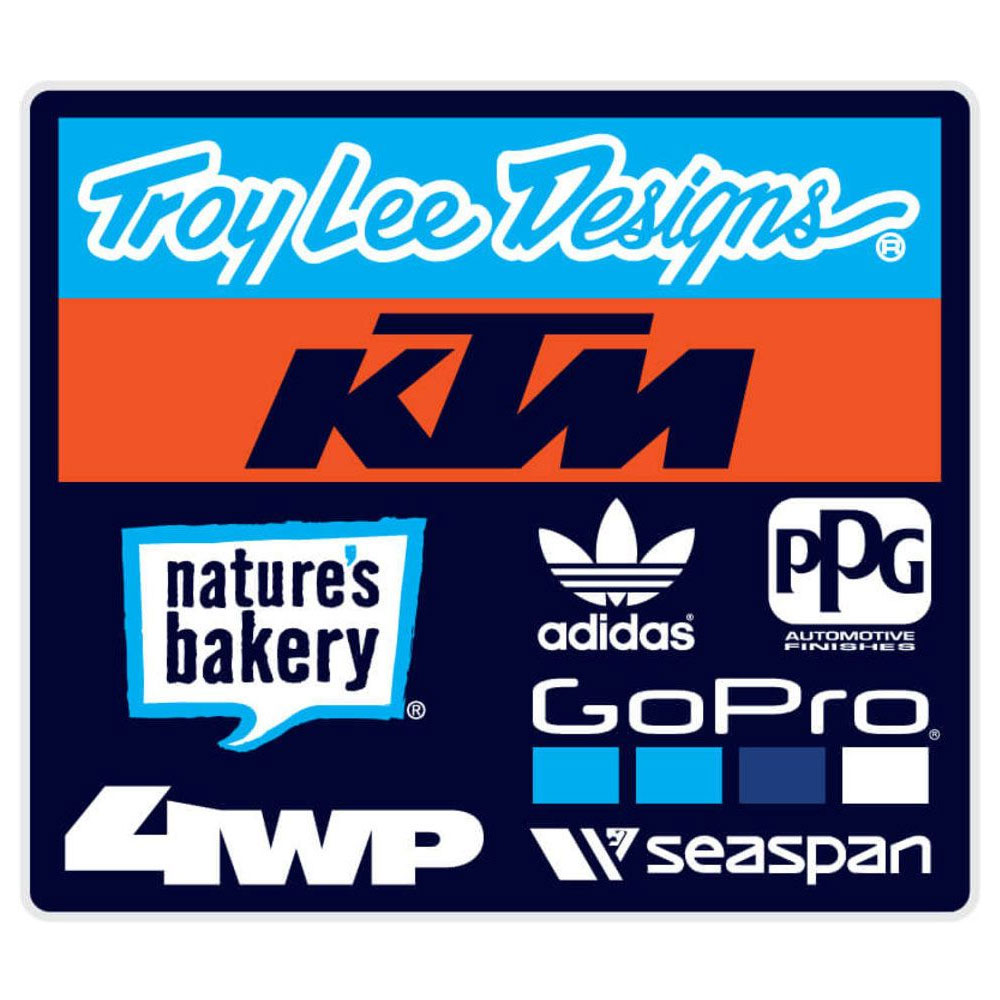 TROY LEE DESIGNS 2018 TLD KTM Team Sticker cyan orange schwarz 4"x3.5"