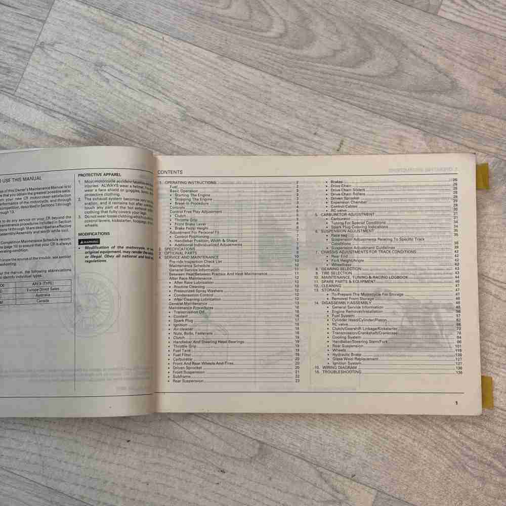 HONDA CR 250 R 2000 Original OEM 69KZ3680 00X69-KZ3-6801 Motorrad-Handbuch gebraucht