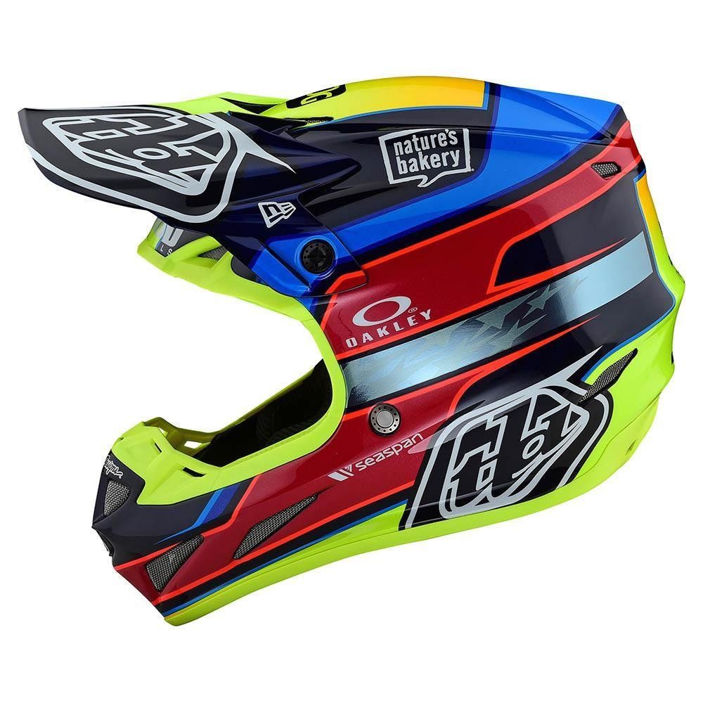 TROY LEE DESIGNS SE4 Carbon Speed Team Motocross Helm blau gelb TROY LEE DESIGNS SE4 Carbon Speed Team Motocross Helm blau gelb