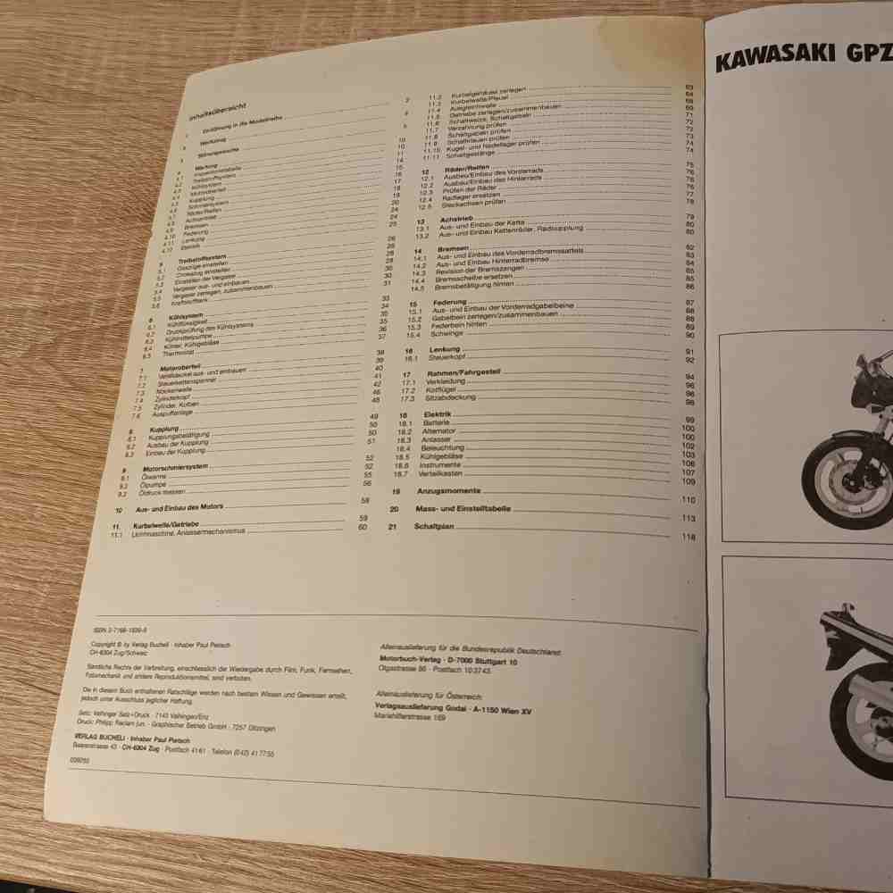 KAWASAKI GPZ 500s 1986-1993 EX500A 3-7168-1839-9 Motorrad-Handbuch gebraucht