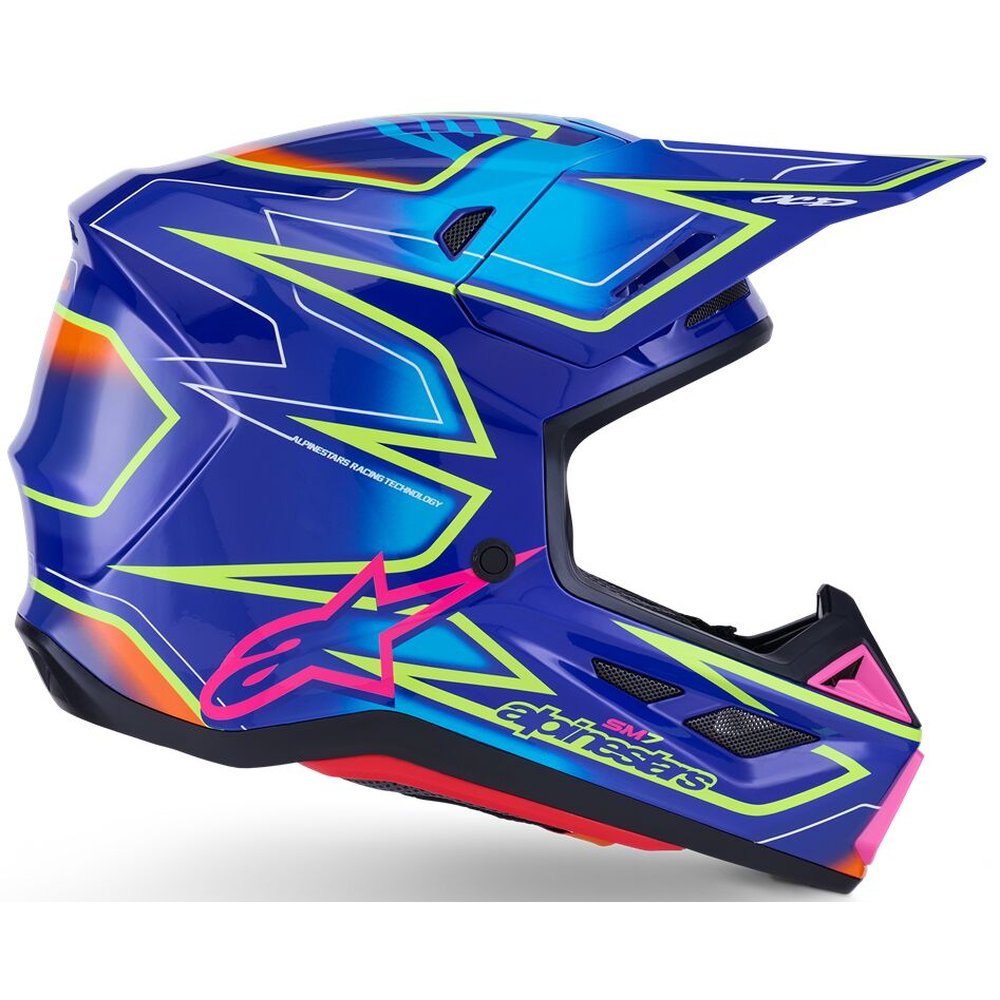 ALPINESTARS Supertech M7 Cast Motocross Helm blau/gelb/pink ALPINESTARS Supertech M7 Cast Motocross Helm blau/gelb/pink