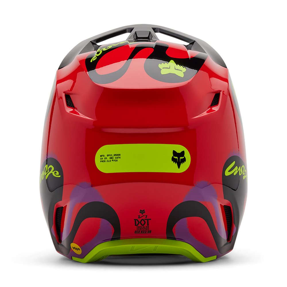 FOX V1 EMOTION HELMET Motocross Helm Neon Rot