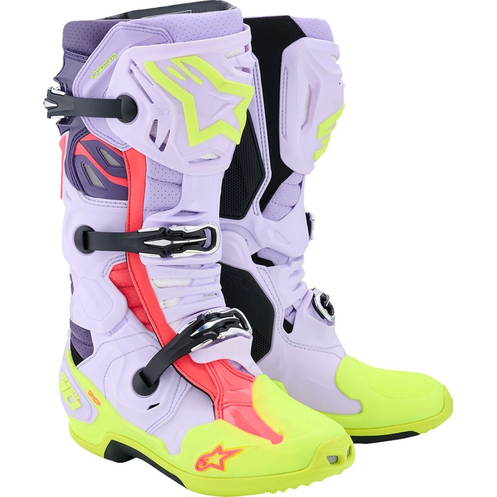 ALPINESTARS Tech 10 Supervented belüftete Motocross Stiefel lila/neon gelb/Diva Pink
