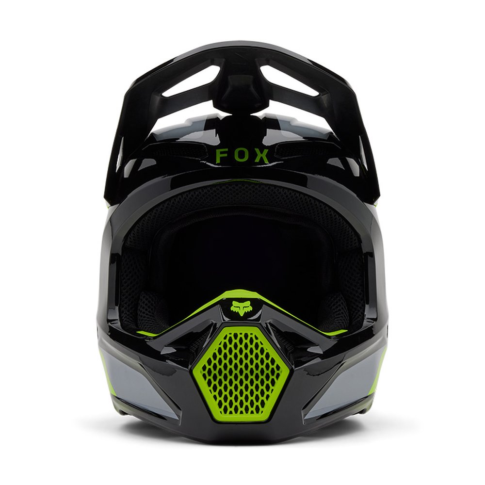 FOX V1 LEAN HELMET Motocross Helm Grau/Gelb