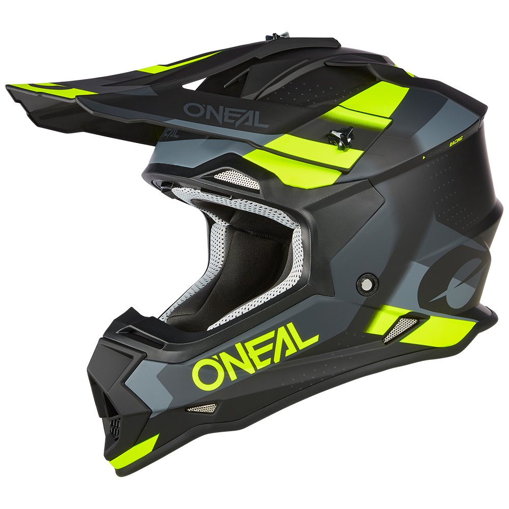 ONEAL 2 SRS Motocross Helm Spyde V.23 schwarz grau neon gelb