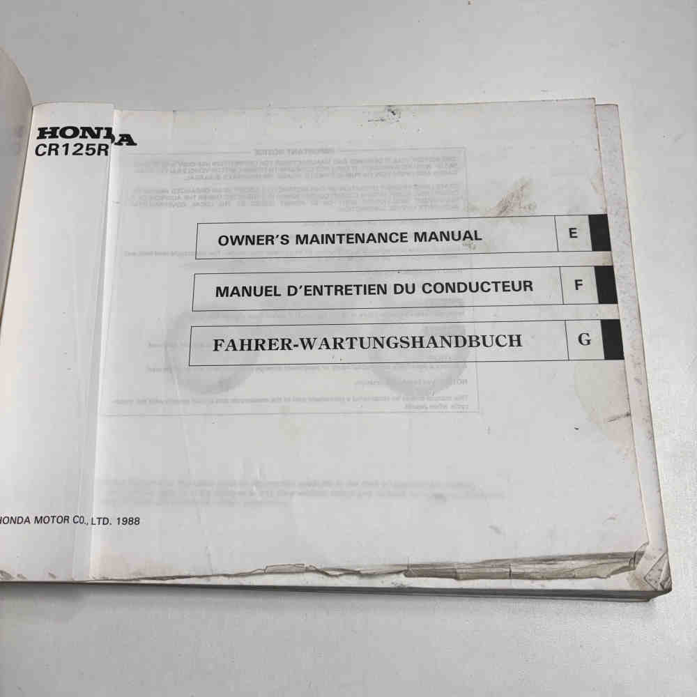 HONDA CR 125 R 1989 37KZ4600 00X37-KZ4-6000 Motorrad-Handbuch gebraucht