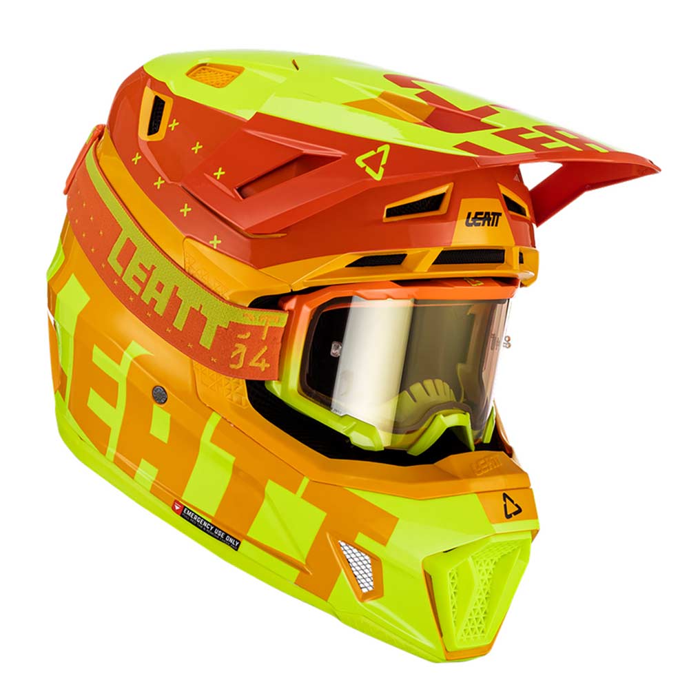 LEATT 7.5 Motocross Helm mit Brille citrus