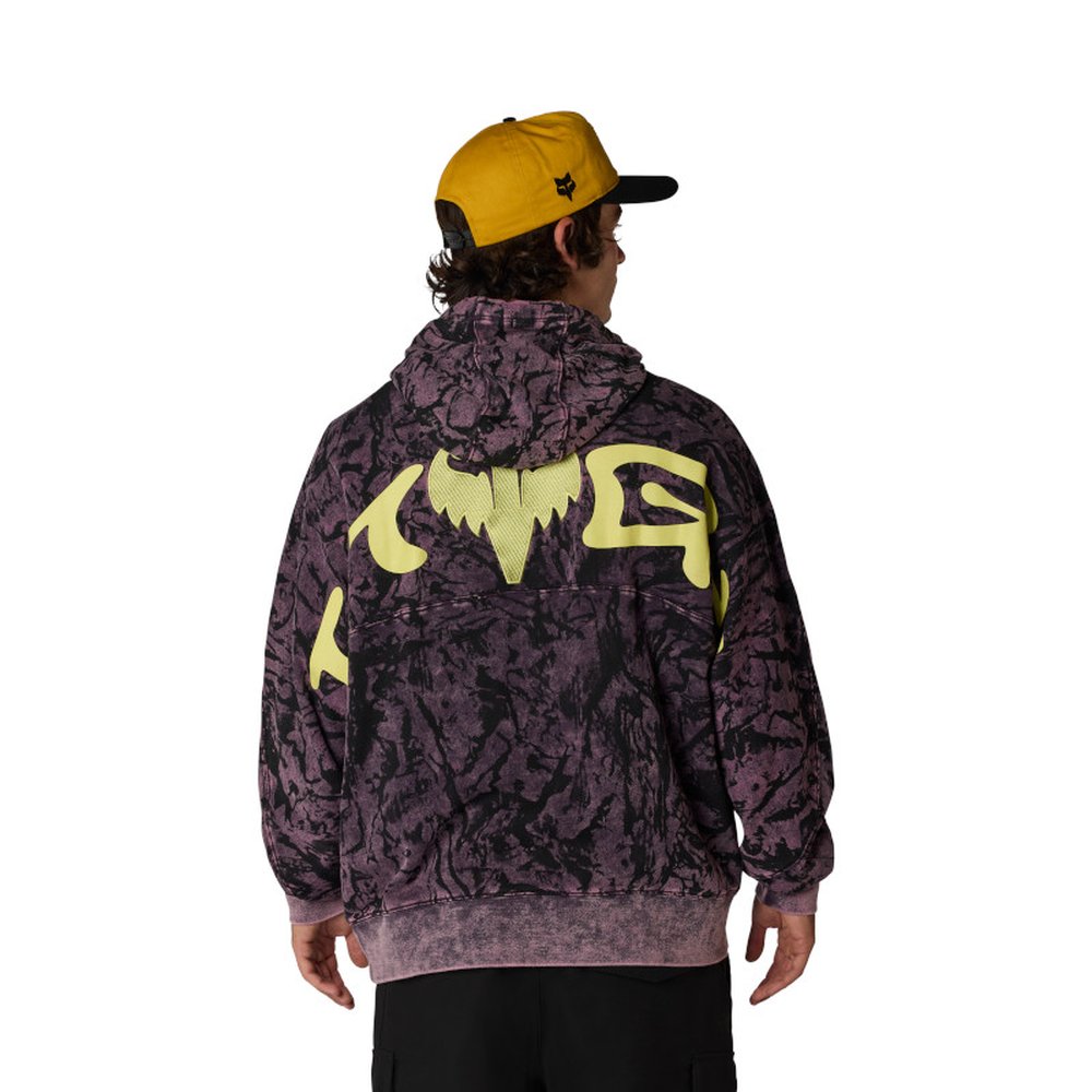 FOX IMAGE PRINT Fleece PO Hoodie Kapuzen Pullover Plum Perfect
