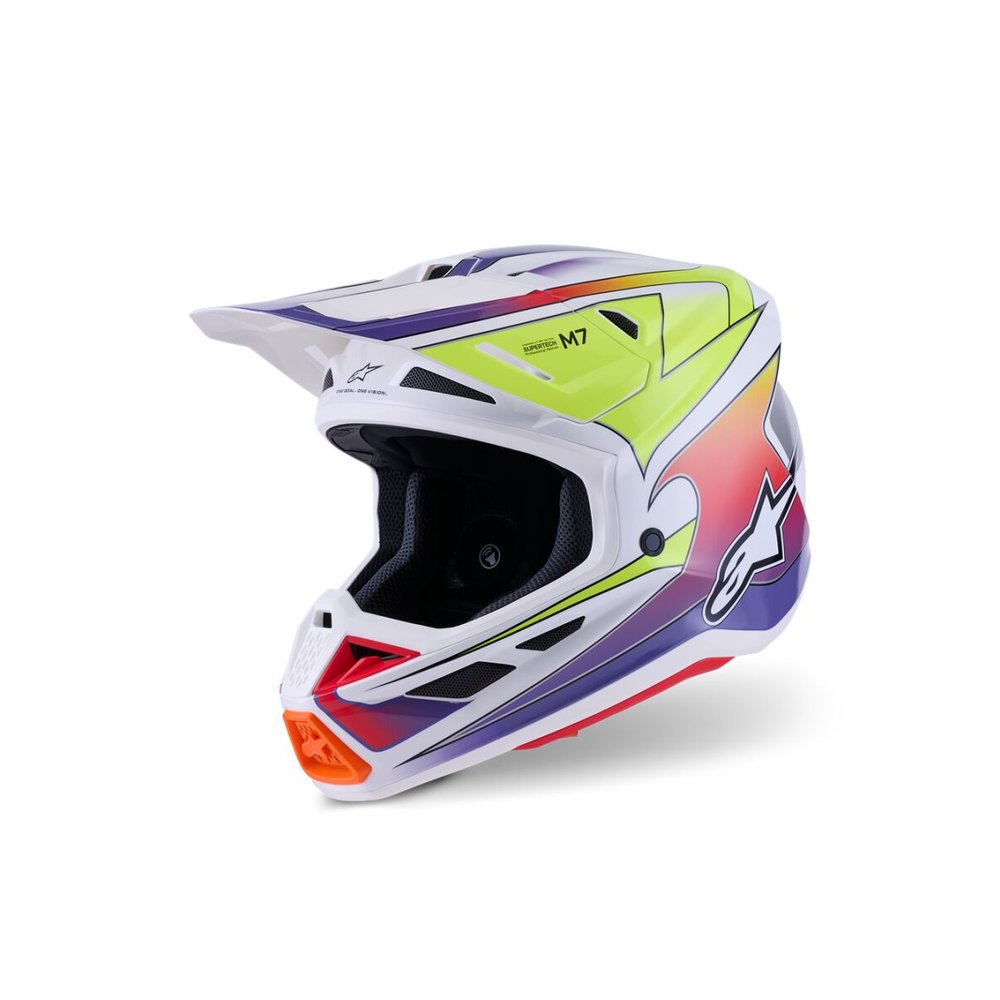 ALPINESTARS Supertech M7 Fuse Motocross Helm weiss/gelb/lila ALPINESTARS Supertech M7 Fuse Motocross Helm weiss/gelb/lila