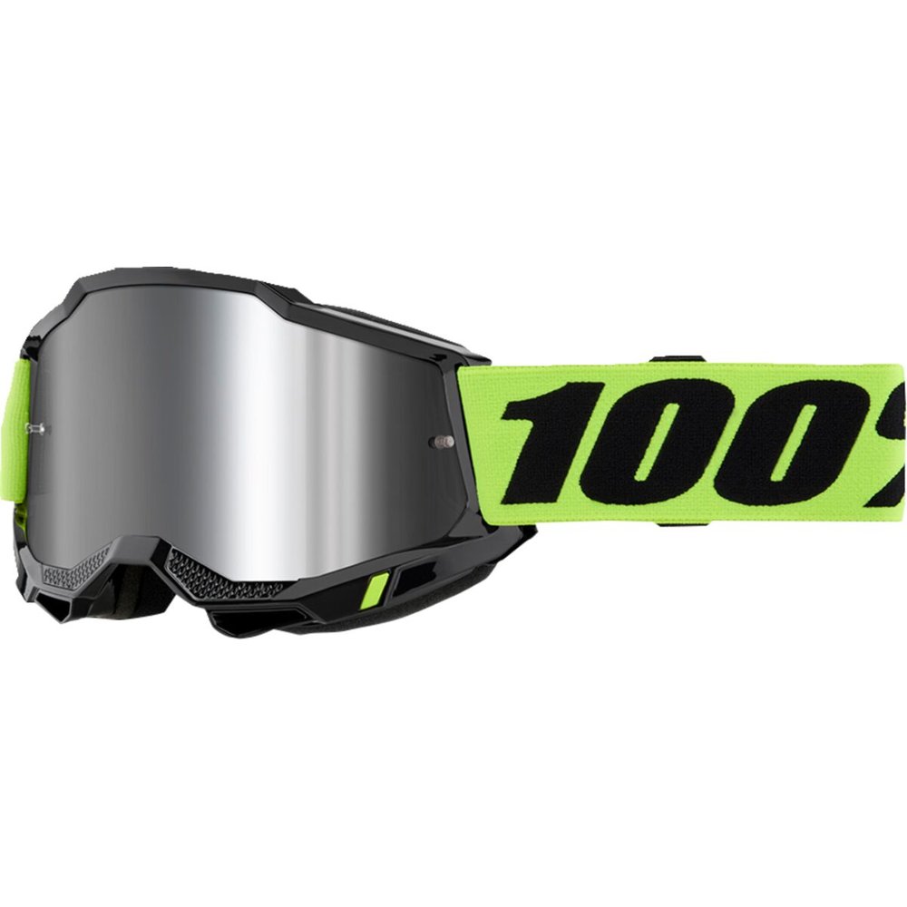 100% Accuri 2 Brille neon gelb silber verspiegelt