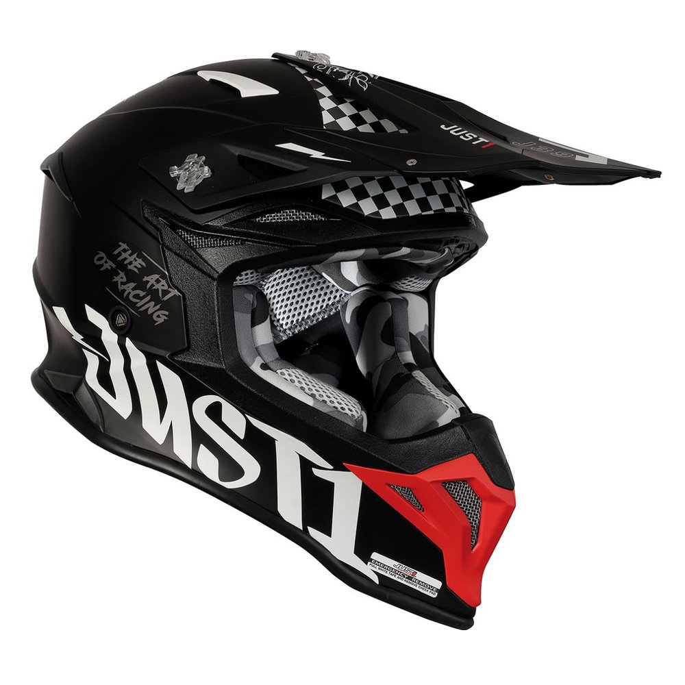 JUST1 J39 Rock Motocross Helm rot weiss schwarz