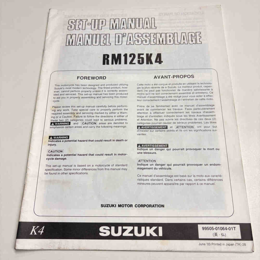 SUZUKI RM 125 K4 99505-01064-01T Montageanleitung gebraucht