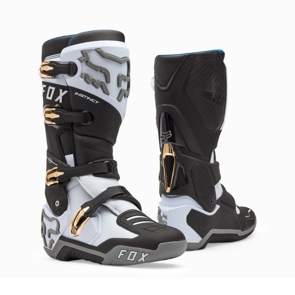 FOX INSTINCT BOOT Motocross Stiefel Weiss/Schwarz/Grau