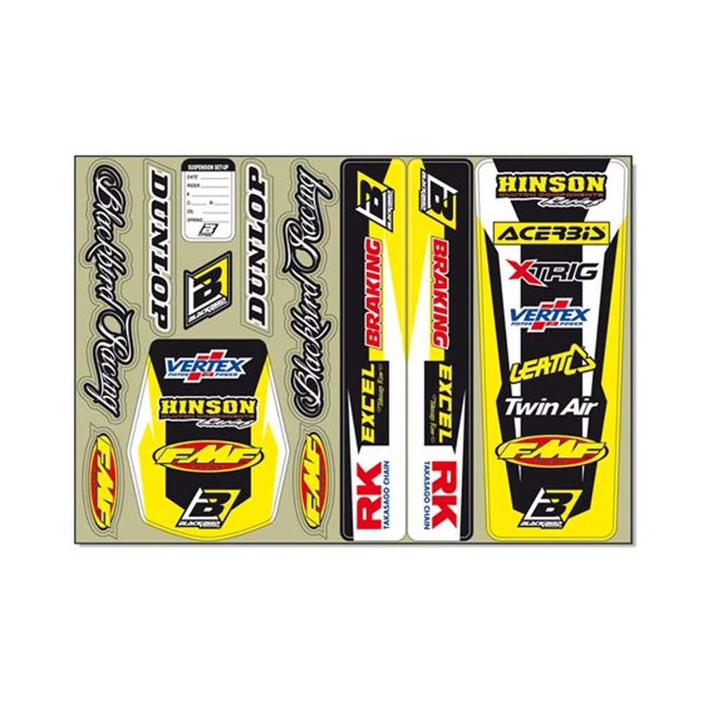 BLACKBIRD RACING Decal Logo Aufkleber-Set gelb