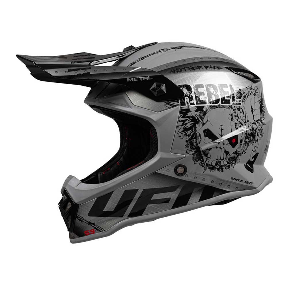 UFO Metal Kid Kinder Motocross Helm grau