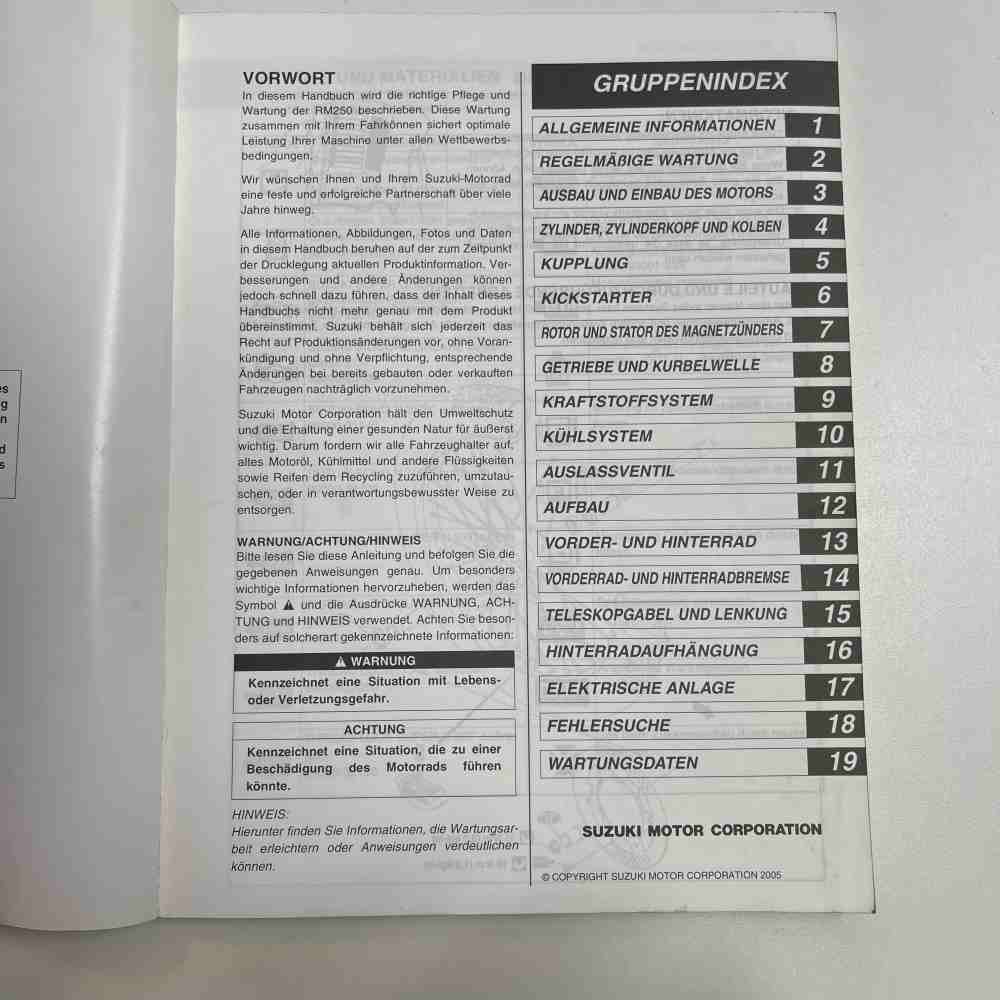 SUZUKI RM 250 2006 99011-37F55-01K Motorrad-Handbuch gebraucht