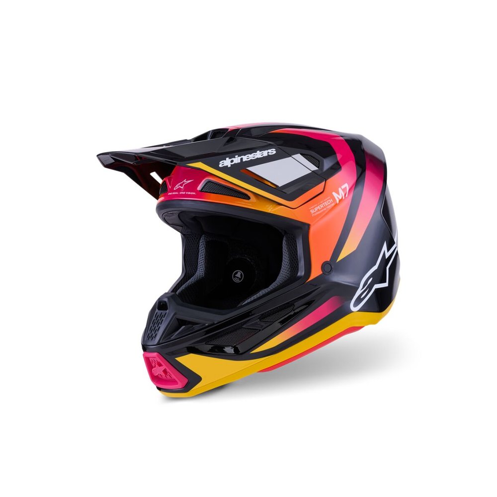 ALPINESTARS Supertech M7 Rise Motocross Helm schwarz/gelb/pink ALPINESTARS Supertech M7 Rise Motocross Helm schwarz/gelb/pink