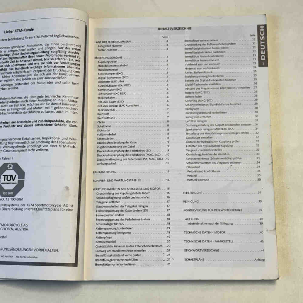 KTM 400/520 SX/MXC/EXC Racing 2002 321017 Motorrad-Handbuch gebraucht