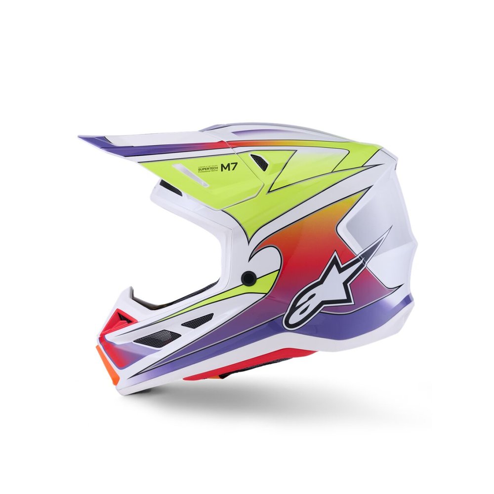 ALPINESTARS Supertech M7 Fuse Motocross Helm weiss/gelb/lila ALPINESTARS Supertech M7 Fuse Motocross Helm weiss/gelb/lila