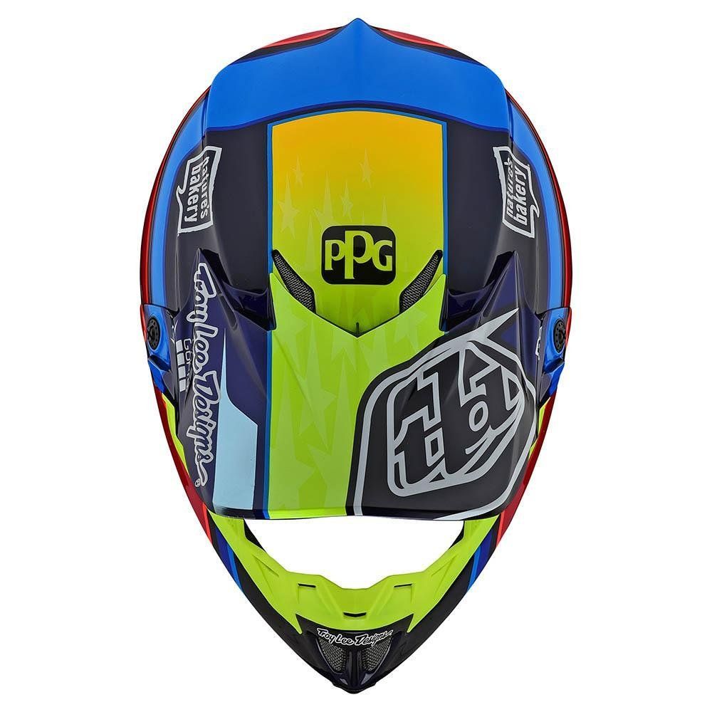 TROY LEE DESIGNS SE4 Carbon Speed Team Motocross Helm blau gelb TROY LEE DESIGNS SE4 Carbon Speed Team Motocross Helm blau gelb