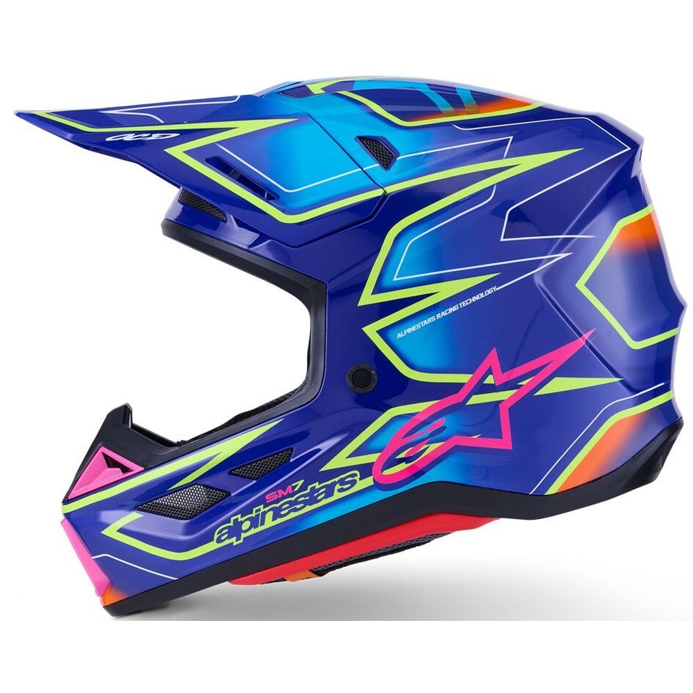 ALPINESTARS Supertech M7 Cast Motocross Helm blau/gelb/pink ALPINESTARS Supertech M7 Cast Motocross Helm blau/gelb/pink