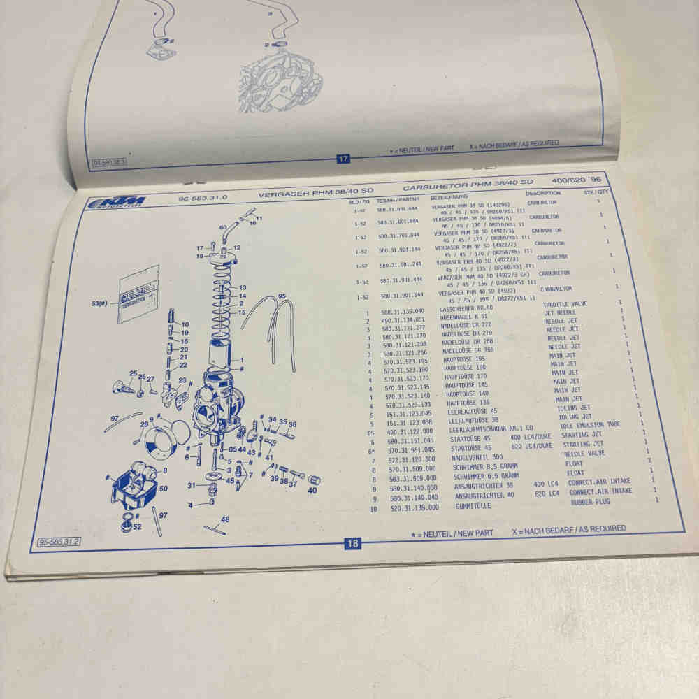 KTM 400/620 LC4 1996 ETK Ersatzteilkatalog Spare Parts Manual 320392 gebraucht