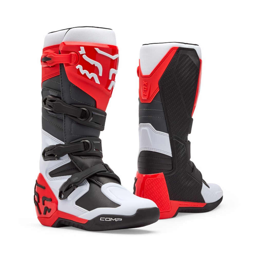 FOX COMP BOOT Motocross Stiefel Weiss/Neon Rot